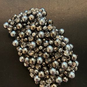 Lia Sophia Black, Dark - silvery gray Beaded  Bracelet